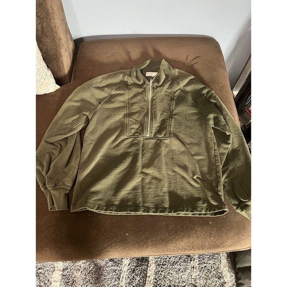 Apiece Apart Tops - Apiece Apart Half Zip Pullover Sweatshirt Olive Green Mock Neck XS